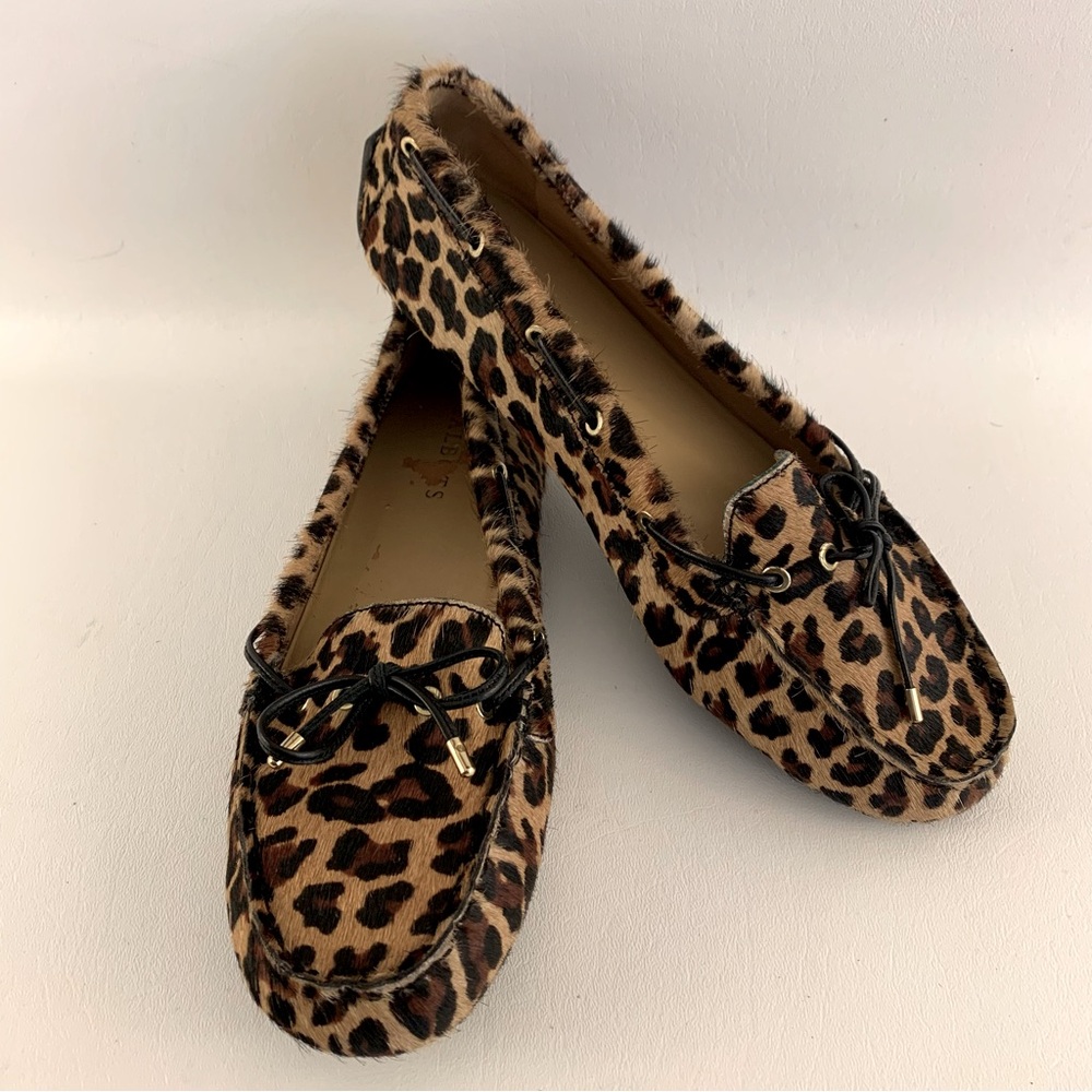 Talbots Black and Brown Leopard Print Driver Loafers